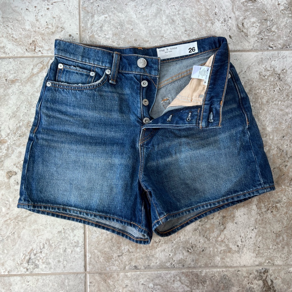 Rag & Bone Maya High-Rise Shorty Short in Charlock Blue, size 26 - Picture 8 of 11